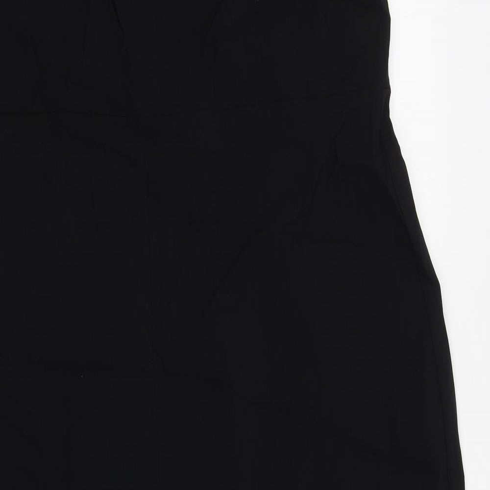 Marks and Spencer Womens Black Viscose A-Line Size 18 Off the Shoulder Zip