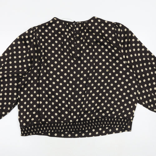 Marks and Spencer Womens Brown Polka Dot Polyester Basic Blouse Size 24 Round Neck