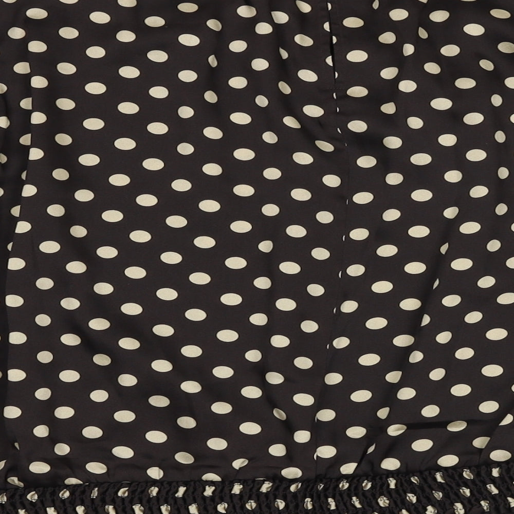 Marks and Spencer Womens Brown Polka Dot Polyester Basic Blouse Size 24 Round Neck