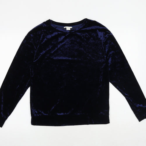 H&M Womens Blue Polyester Pullover Sweatshirt Size S Pullover