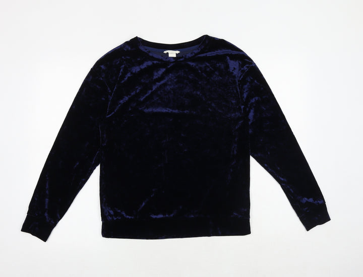 H&M Womens Blue Polyester Pullover Sweatshirt Size S Pullover