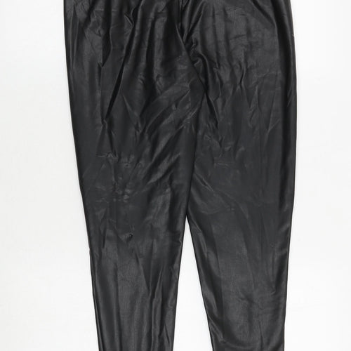 Marks and Spencer Womens Black Polyurethane Trousers Size 12 Regular - Faux Leather