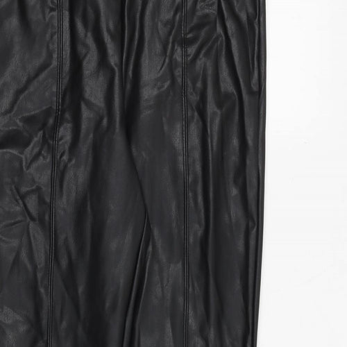 Marks and Spencer Womens Black Polyurethane Trousers Size 12 Regular - Faux Leather