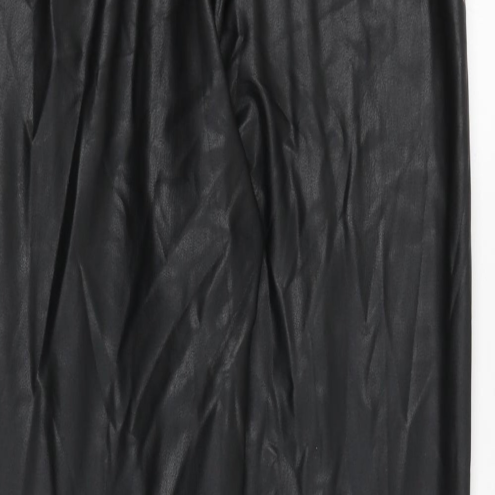 Marks and Spencer Womens Black Polyurethane Trousers Size 12 Regular - Faux Leather