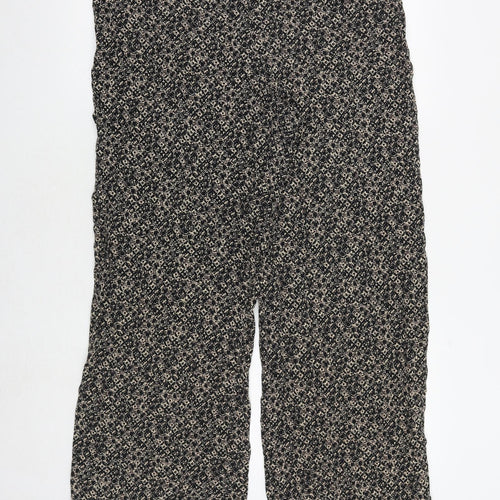 Marks and Spencer Womens Black Geometric Viscose Trousers Size 18 Regular