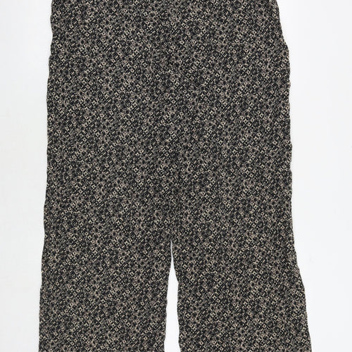 Marks and Spencer Womens Black Geometric Viscose Trousers Size 18 Regular