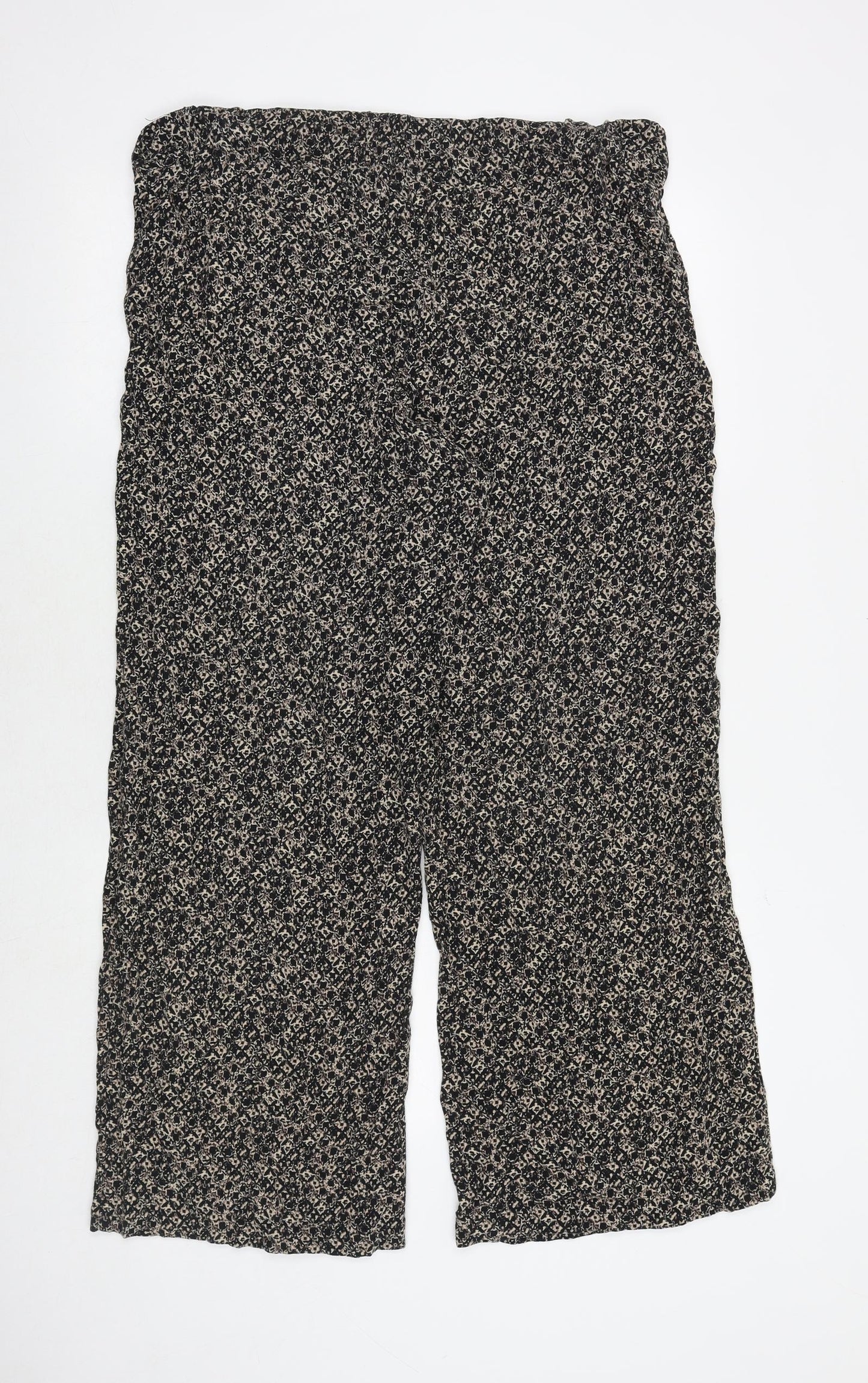 Marks and Spencer Womens Black Geometric Viscose Trousers Size 18 Regular