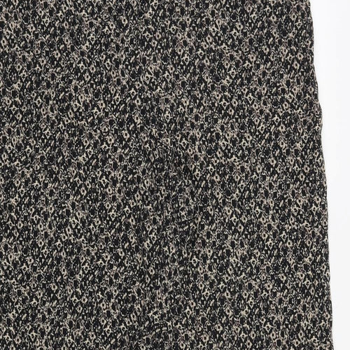 Marks and Spencer Womens Black Geometric Viscose Trousers Size 18 Regular