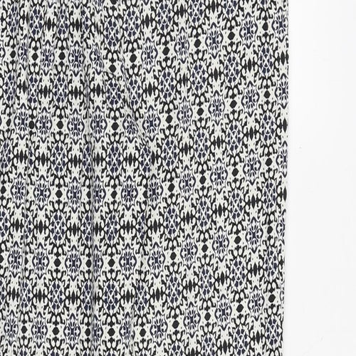 H&M Womens Blue Geometric Cotton Trousers Size 8 Regular Zip