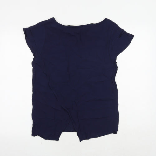 Oasis Womens Blue Viscose Basic T-Shirt Size 10 Round Neck
