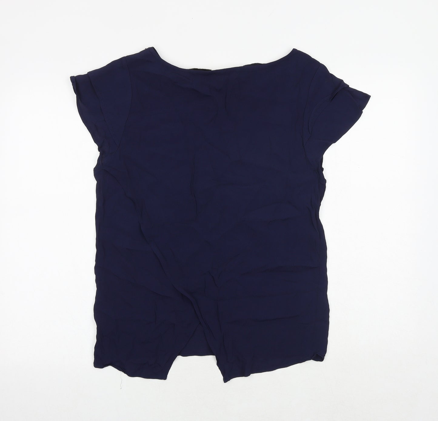 Oasis Womens Blue Viscose Basic T-Shirt Size 10 Round Neck