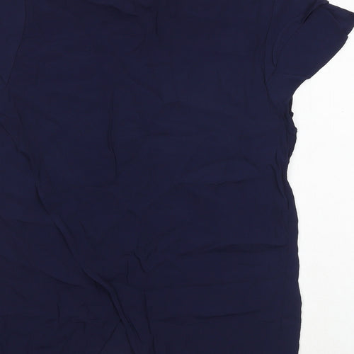 Oasis Womens Blue Viscose Basic T-Shirt Size 10 Round Neck