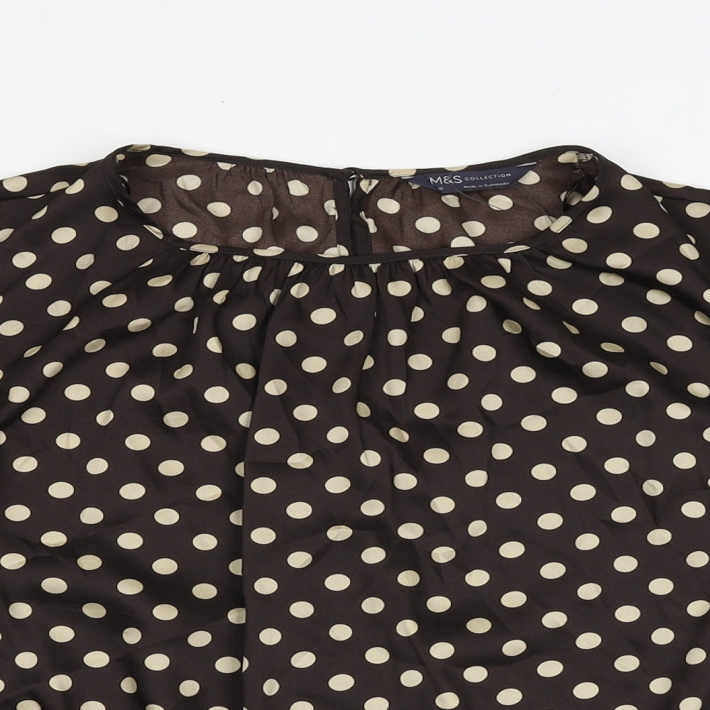 Marks and Spencer Womens Blue Polka Dot Polyester Basic Blouse Size 20 Round Neck
