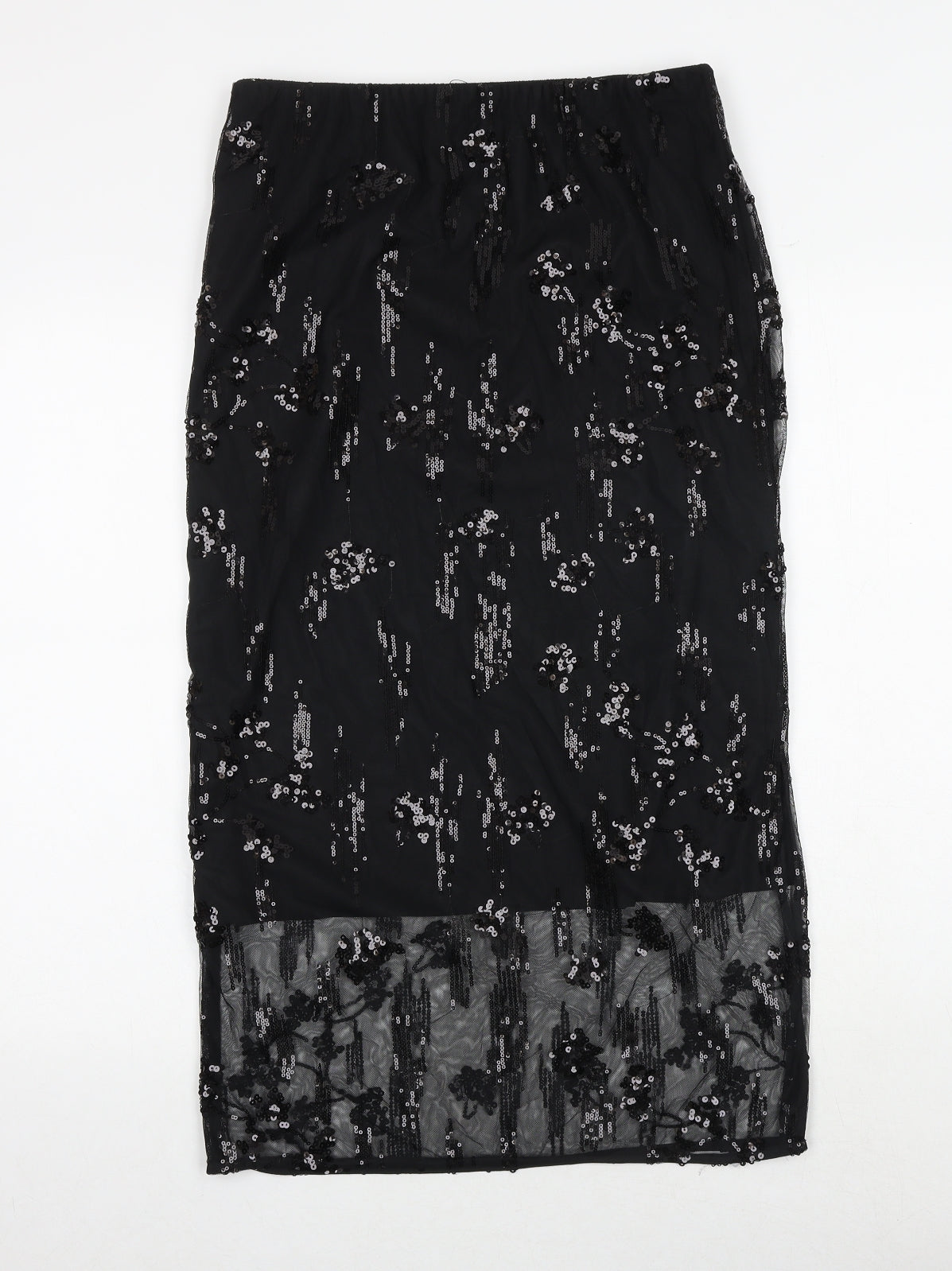 Marks and Spencer Womens Black Geometric Polyester A-Line Skirt Size 10