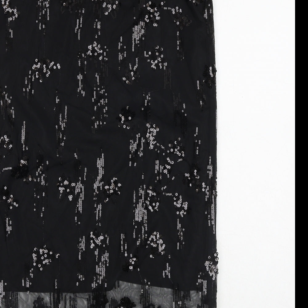 Marks and Spencer Womens Black Geometric Polyester A-Line Skirt Size 10