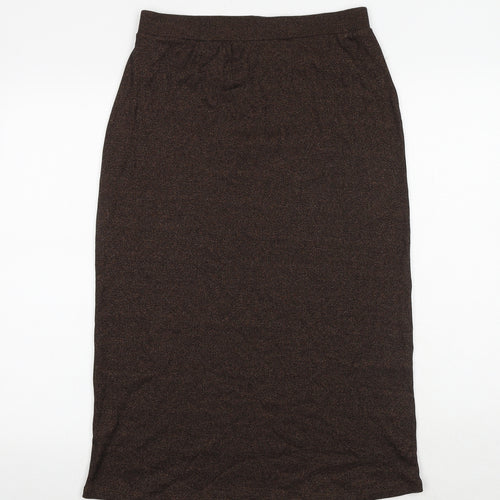 Marks and Spencer Womens Brown Cotton A-Line Skirt Size 12