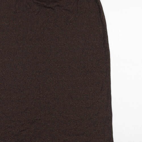 Marks and Spencer Womens Brown Cotton A-Line Skirt Size 12