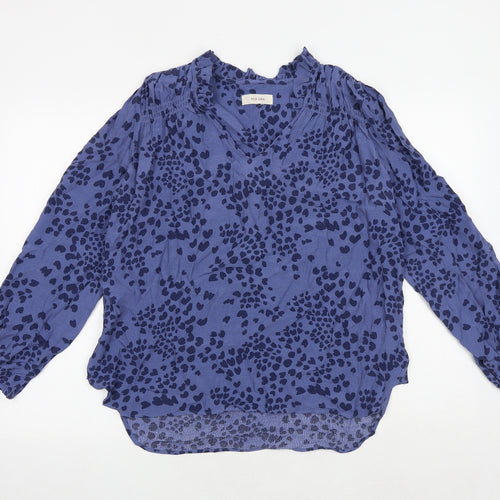 Per Una Womens Blue Geometric Viscose Basic Blouse Size 12 V-Neck