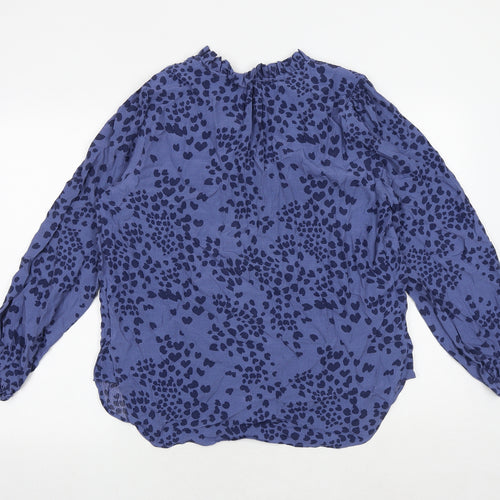Per Una Womens Blue Geometric Viscose Basic Blouse Size 12 V-Neck