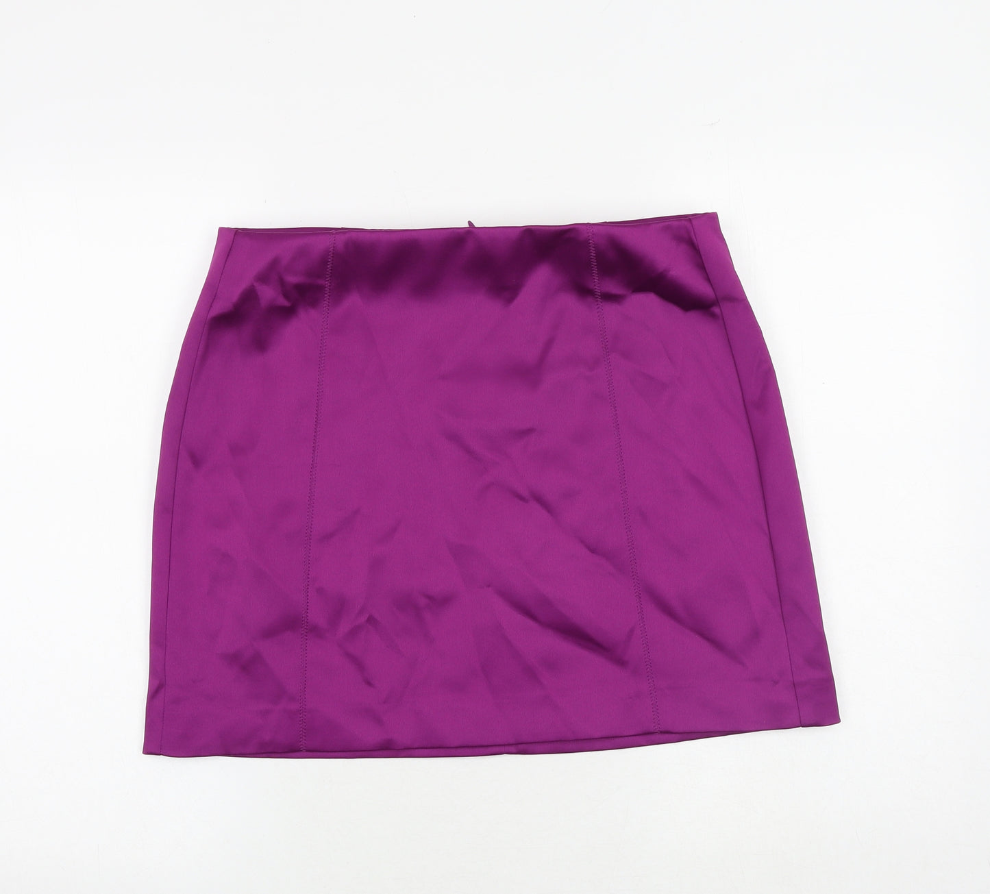 Marks and Spencer Womens Purple Polyester A-Line Skirt Size 14 Zip