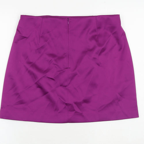 Marks and Spencer Womens Purple Polyester A-Line Skirt Size 14 Zip