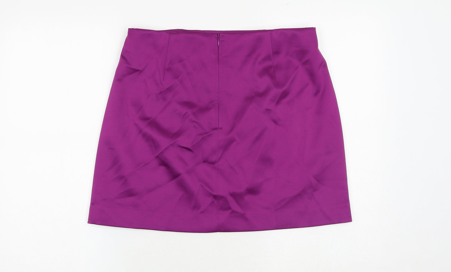 Marks and Spencer Womens Purple Polyester A-Line Skirt Size 14 Zip