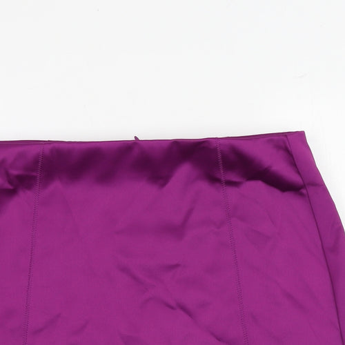 Marks and Spencer Womens Purple Polyester A-Line Skirt Size 14 Zip