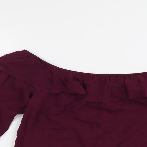 Oasis Womens Purple Viscose Basic Blouse Size 12 Round Neck