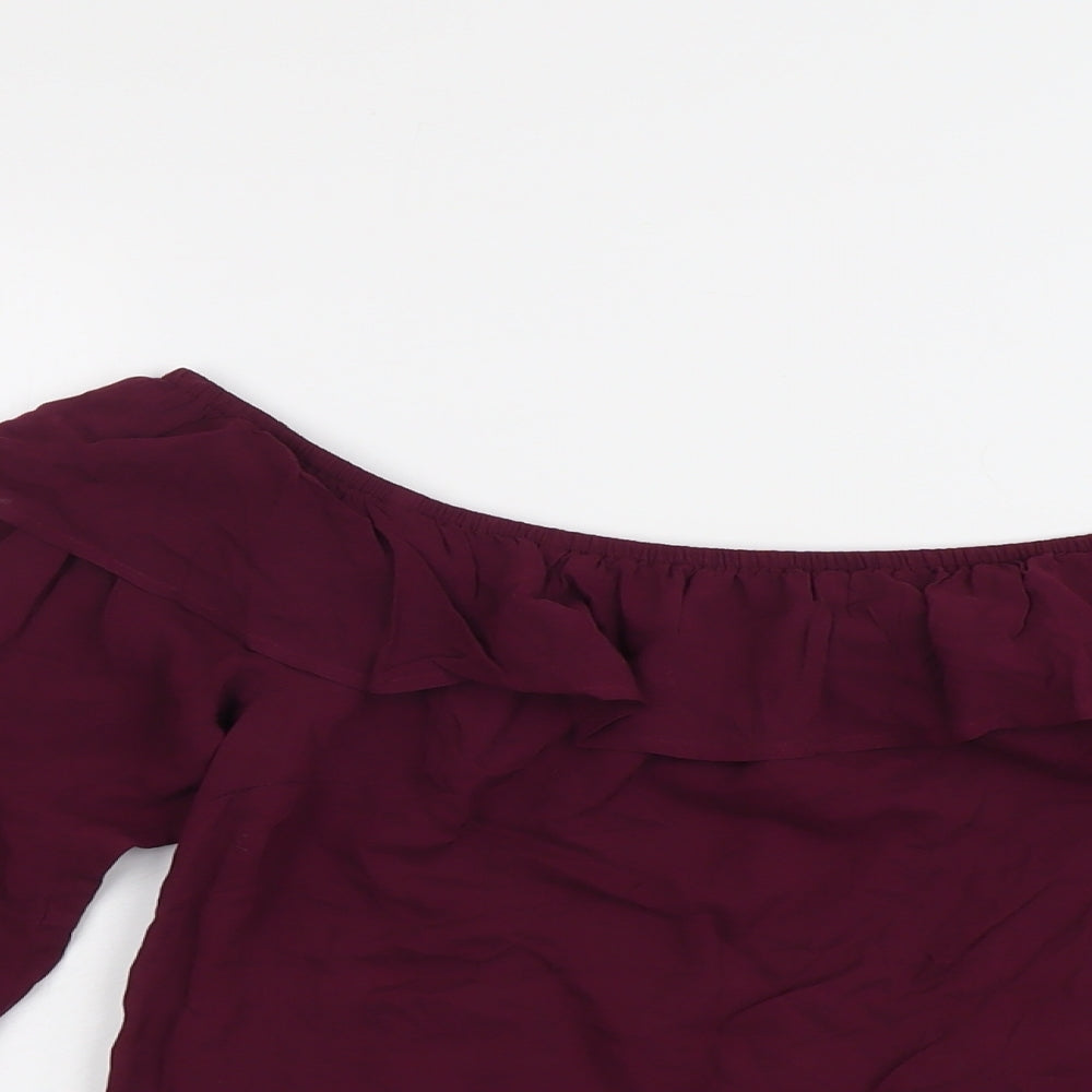 Oasis Womens Purple Viscose Basic Blouse Size 12 Round Neck