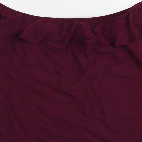 Oasis Womens Purple Viscose Basic Blouse Size 12 Round Neck