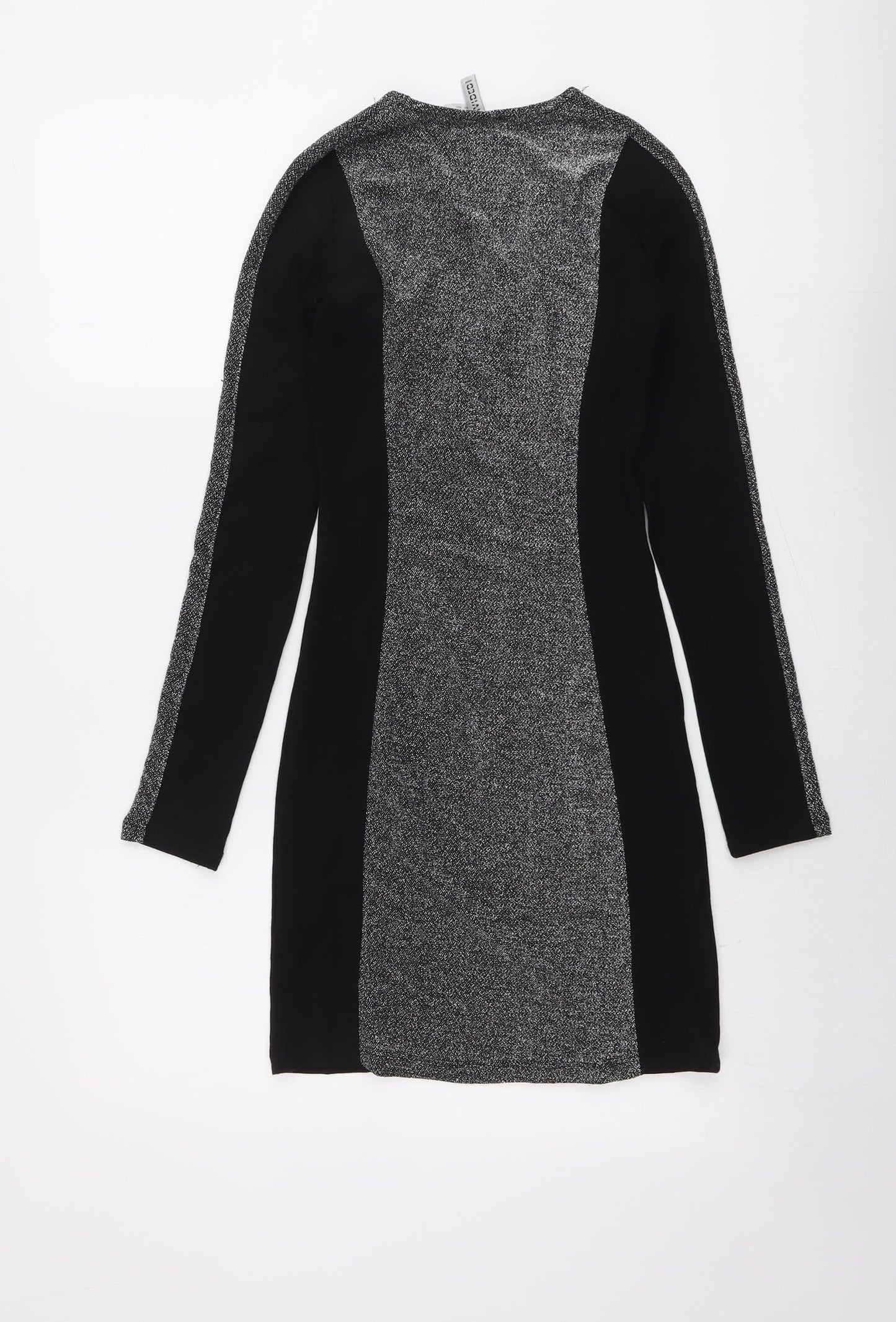 H&M Womens Black Colourblock Viscose Mini Size XS V-Neck Pullover