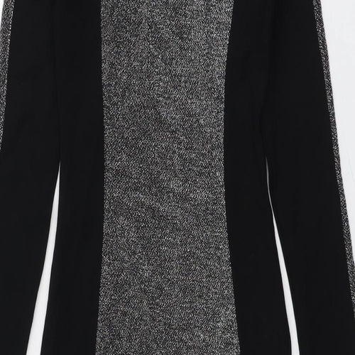 H&M Womens Black Colourblock Viscose Mini Size XS V-Neck Pullover