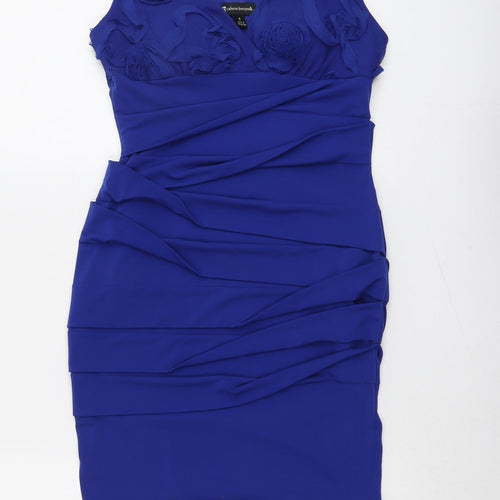 Valerie Bertinelli Womens Blue Polyester Mini Size 4 V-Neck Pullover - Flower Detail
