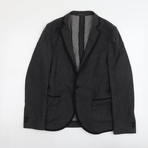 Zara Mens Grey Cotton Jacket Blazer Size 36 Regular
