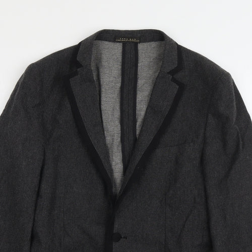 Zara Mens Grey Cotton Jacket Blazer Size 36 Regular