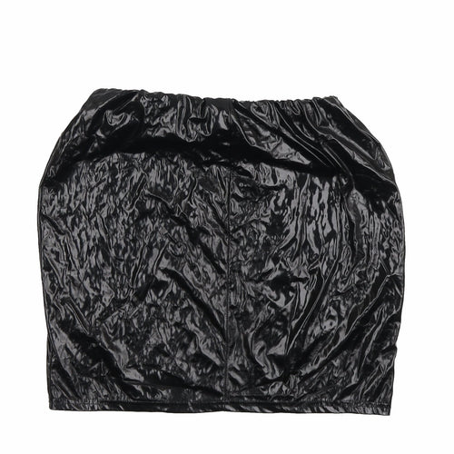 Boohoo Womens Black Polyurethane Straight & Pencil Skirt Size 14