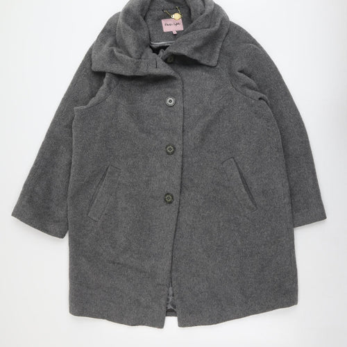 Phase Eight Womens Grey Overcoat Coat Size 12 Button