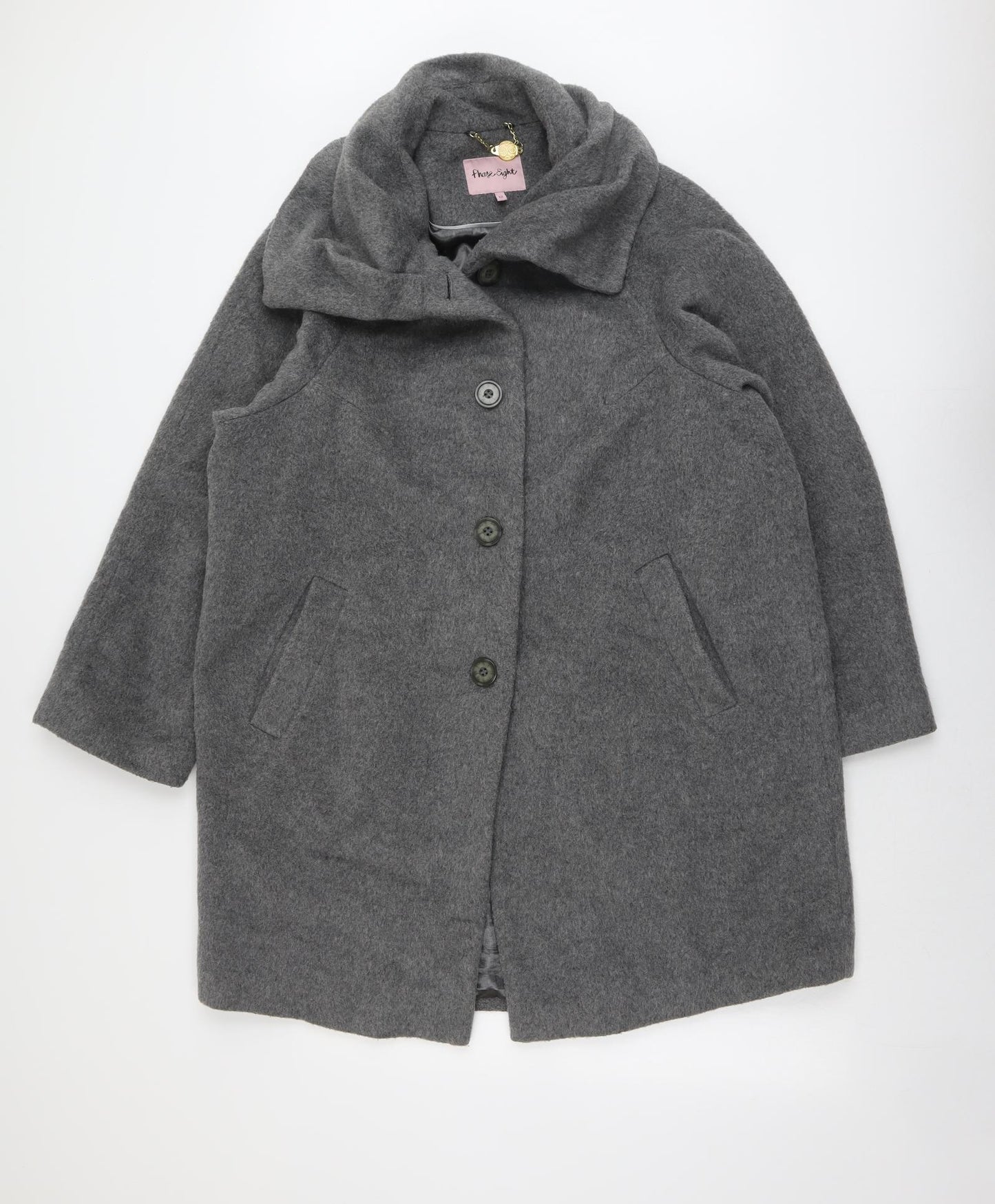 Phase Eight Womens Grey Overcoat Coat Size 12 Button