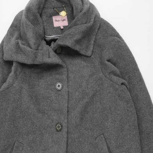 Phase Eight Womens Grey Overcoat Coat Size 12 Button
