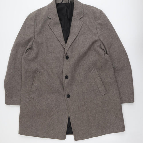 Marks and Spencer Mens Grey Pea Coat Coat Size 2XL Button