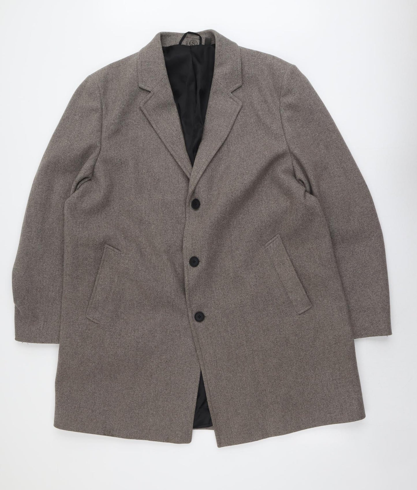 Marks and Spencer Mens Grey Pea Coat Coat Size 2XL Button