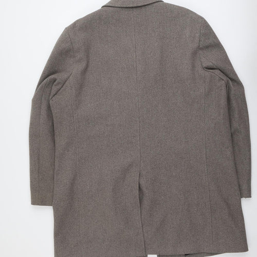 Marks and Spencer Mens Grey Pea Coat Coat Size 2XL Button
