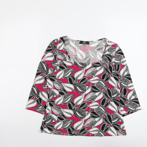 Marks and Spencer Womens Multicoloured Geometric Viscose Basic Blouse Size 14 Square Neck