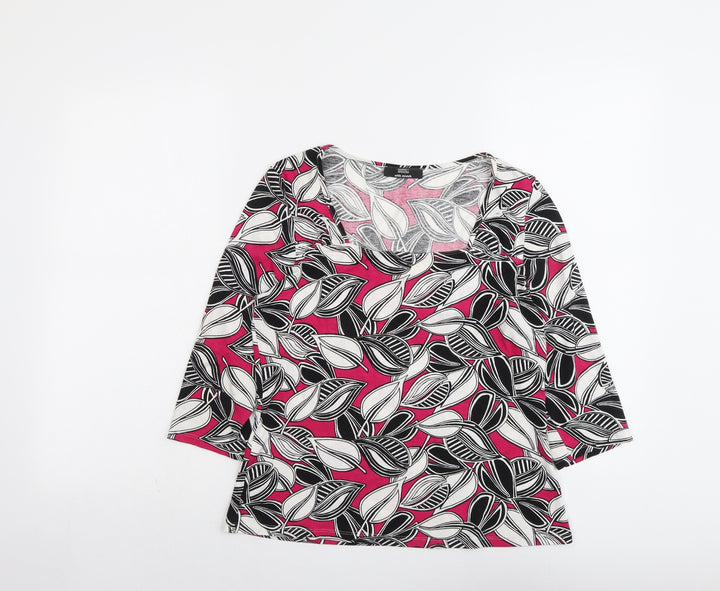 Marks and Spencer Womens Multicoloured Geometric Viscose Basic Blouse Size 14 Square Neck