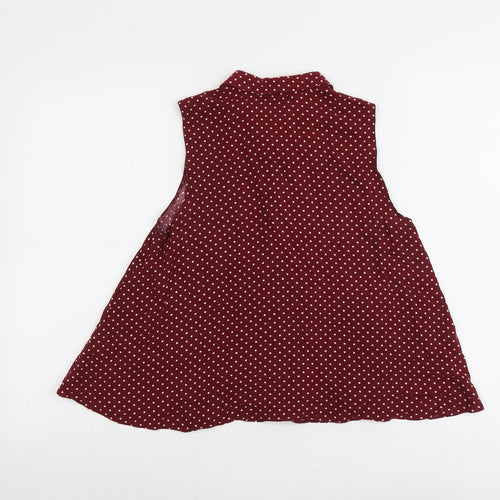 River Island Womens Red Striped Viscose Basic Button-Up Size 8 Collared