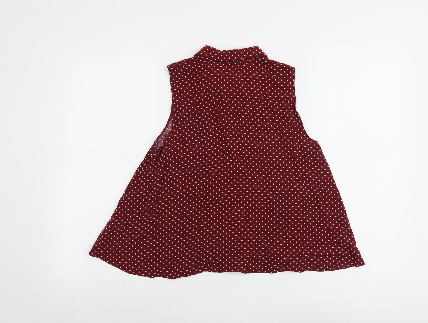 River Island Womens Red Striped Viscose Basic Button-Up Size 8 Collared