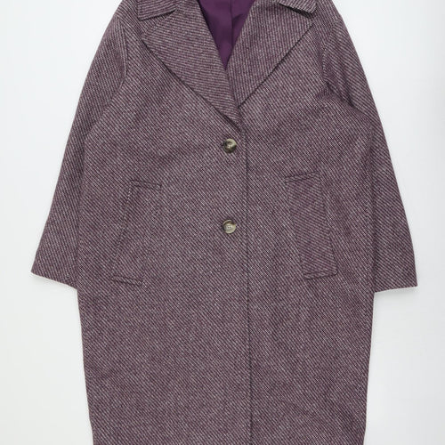 Per Una Womens Purple Geometric Pea Coat Coat Size 16 Button