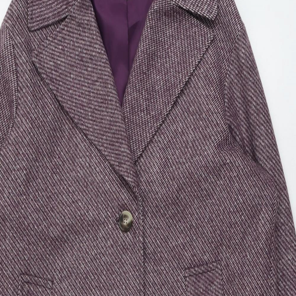 Per Una Womens Purple Geometric Pea Coat Coat Size 16 Button