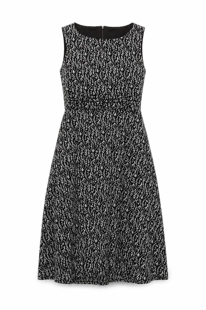 Jessica Howard Womens Brown Floral Polyester A-Line Size 8 Round Neck Zip
