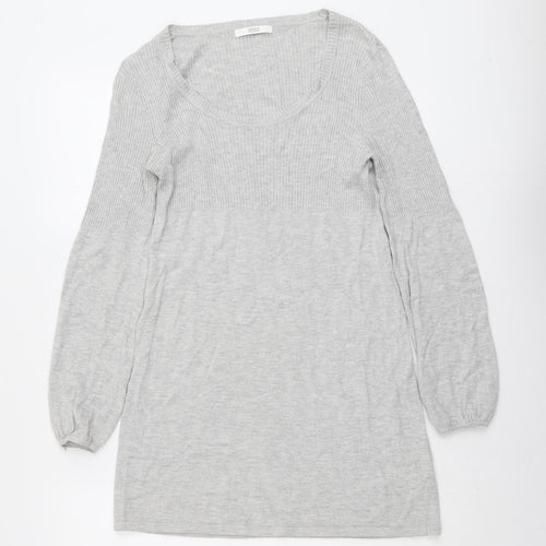 Marks and Spencer Womens Grey Viscose Jumper Dress Size 10 Round Neck Pullover